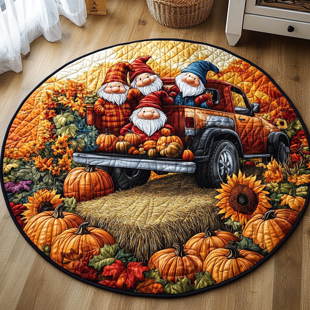 Rustic Glow Round Mat Rug - washable non-slip printed rug