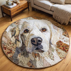 Rustic Great Pyrenees Round Mat Rug - washable non-slip printed rug