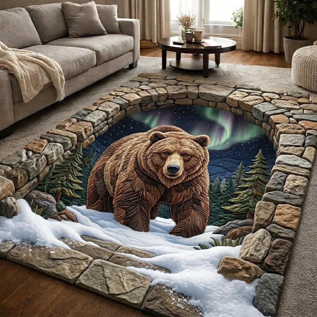 Rustic Guardian area rug in a living room