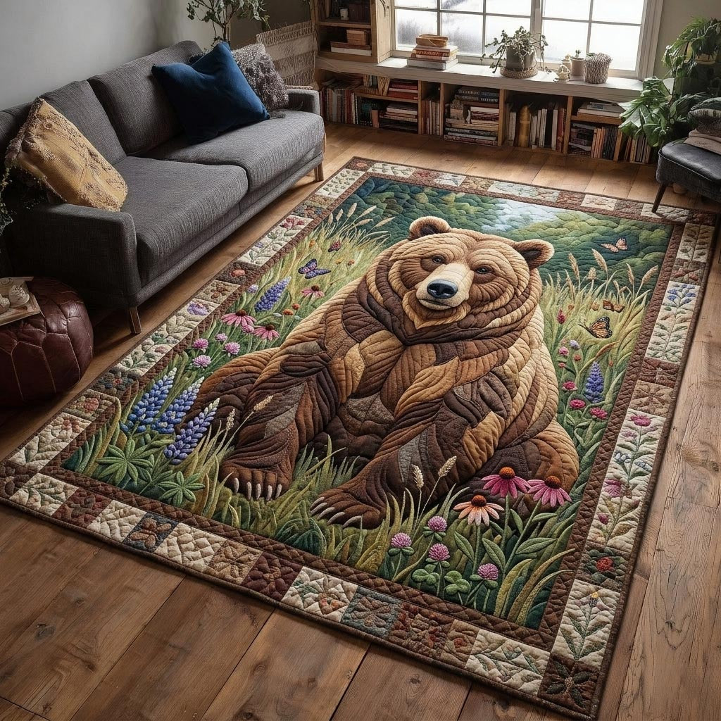 Rustic Guardian area rug in a living room