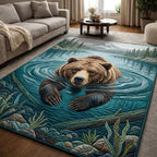 Rustic Guardian area rug in a living room