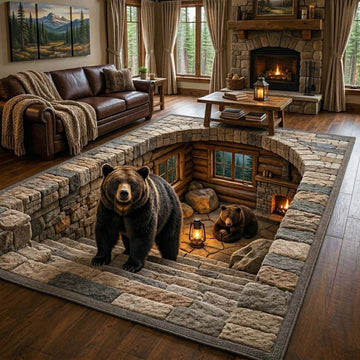 Rustic Guardian Area Rug - Non-Slip Washable 3D Print Rug for Living Room & Bedroom (Design 13)