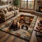 Rustic Guardian area rug in a living room