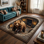 Rustic Guardian area rug in a living room