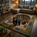 Rustic Guardian area rug in a living room