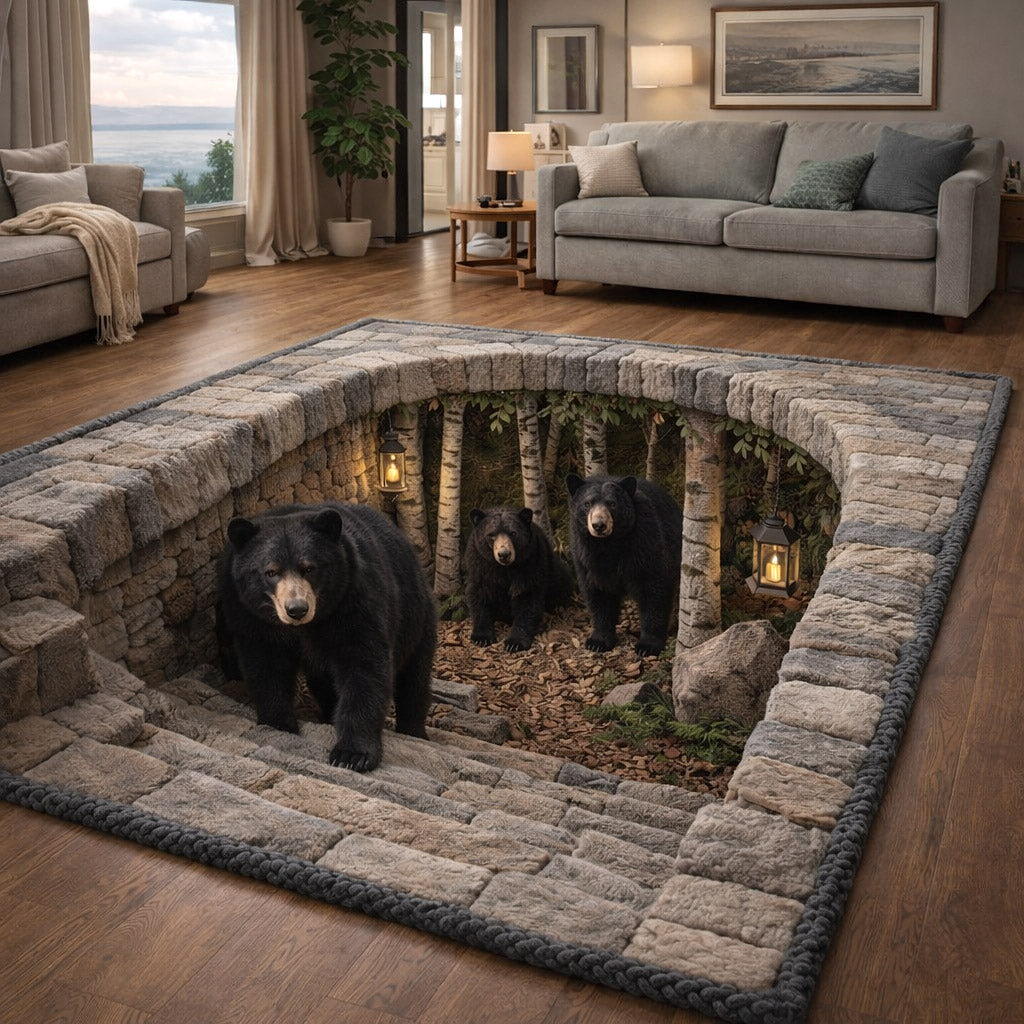 Rustic Guardian area rug in a living room