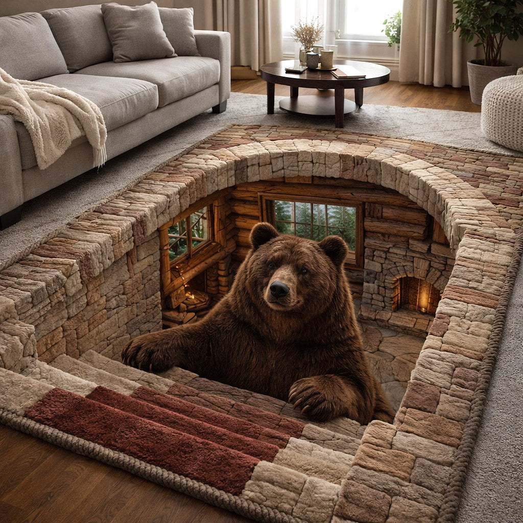 Rustic Guardian area rug in a living room