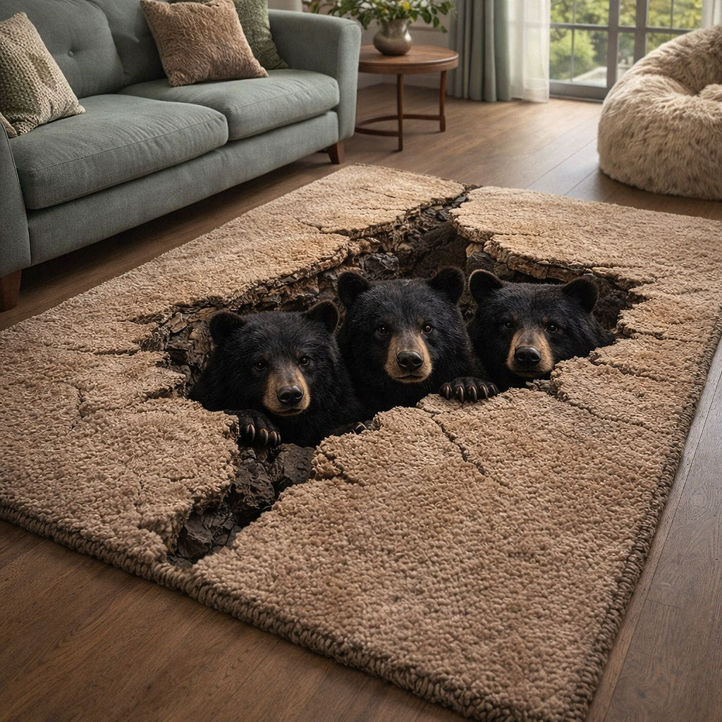 Rustic Guardian area rug in a living room