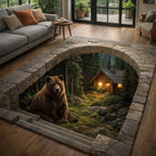 Rustic Guardian area rug in a living room
