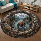 Rustic Guardian (Design 9) Round Mat Rug - washable non-slip printed rug