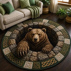Rustic Guardian Round Mat Rug - Nature Design | Serene Home Decor
