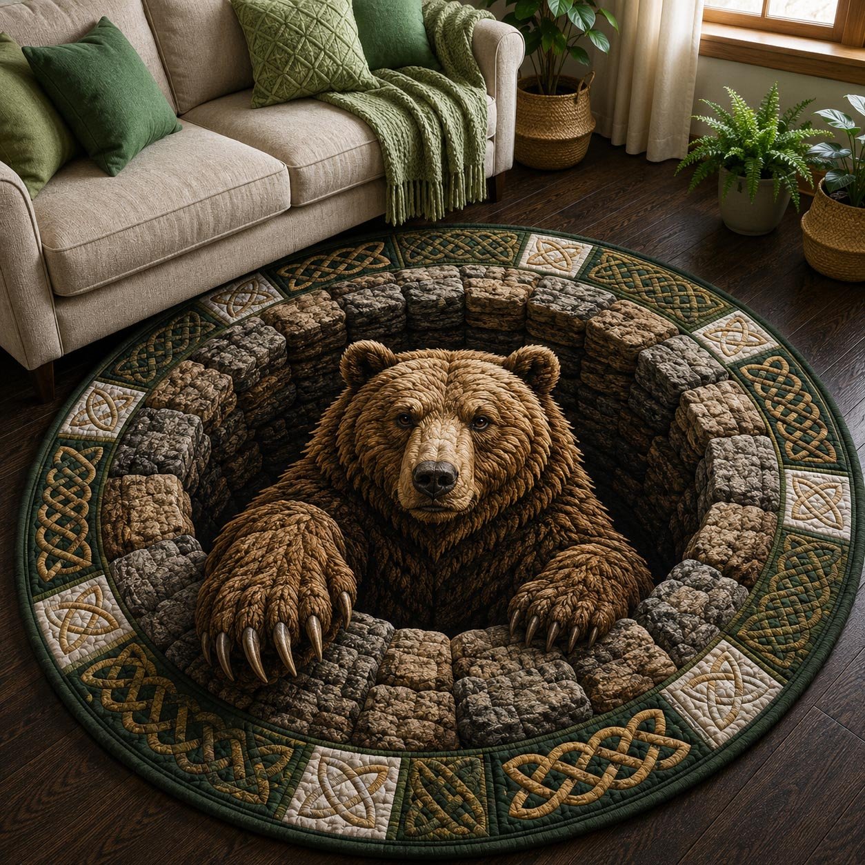 Rustic Guardian Round Mat Rug - Nature Design | Serene Home Decor