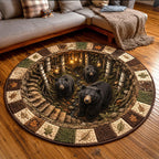 Rustic Guardian (Design 8) Round Mat Rug - washable non-slip printed rug