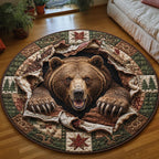 Rustic Guardian (Design 3) Round Mat Rug - washable non-slip printed rug