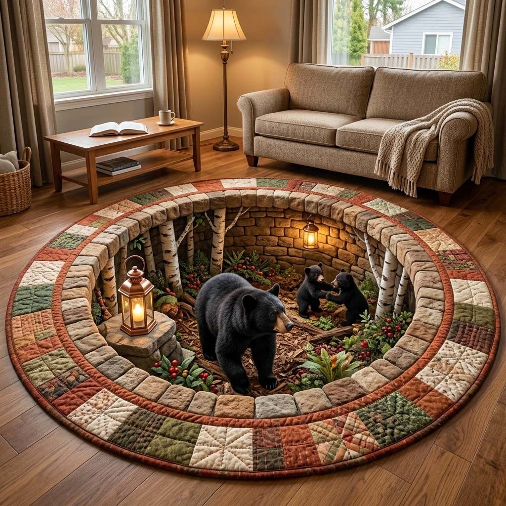 Rustic Guardian Round Mat Rug - Nature Design | Serene Home Decor