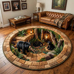 Rustic Guardian (Design 13) Round Mat Rug - washable non-slip printed rug