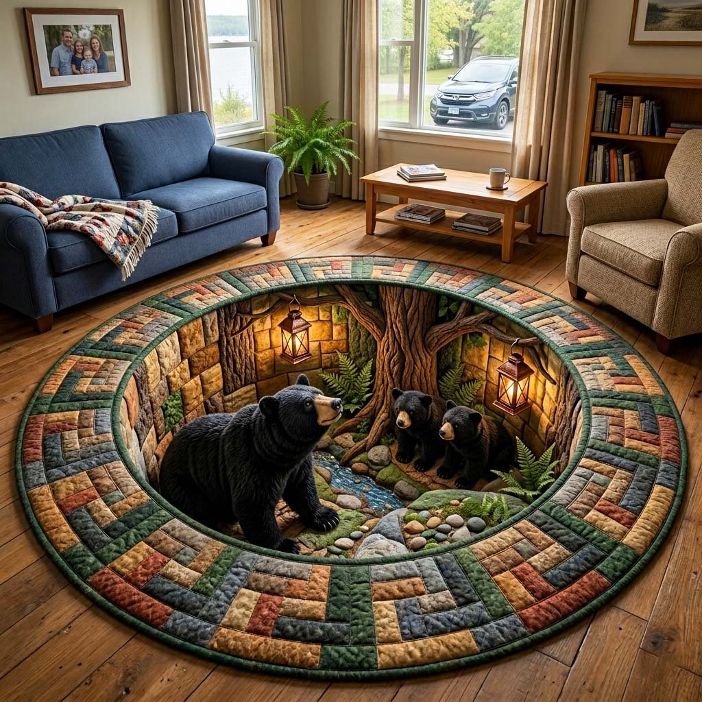 Rustic Guardian Round Mat Rug - Nature Design | Serene Home Decor