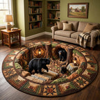 Rustic Guardian (Design 2) Round Mat Rug - washable non-slip printed rug