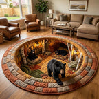 Rustic Guardian (Design 12) Round Mat Rug - washable non-slip printed rug
