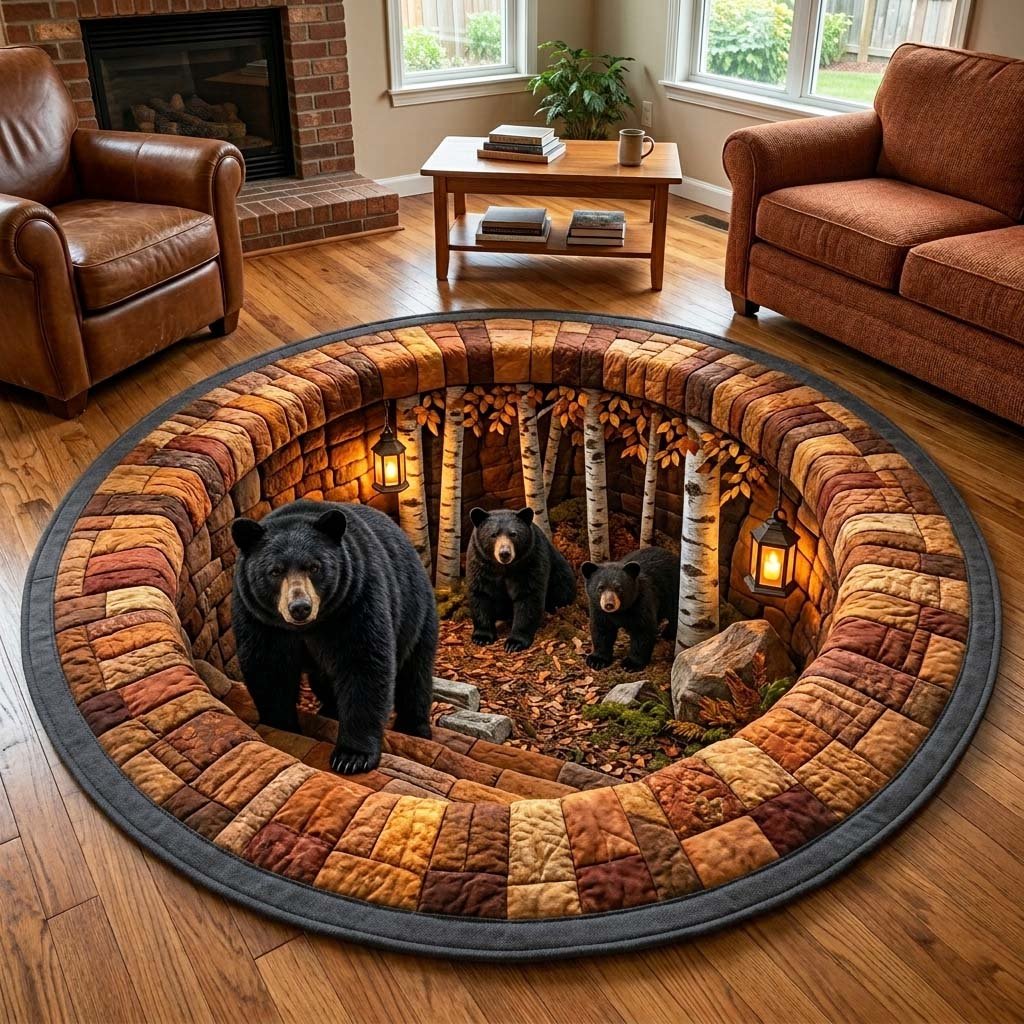 Rustic Guardian Round Mat Rug - Nature Design | Serene Home Decor