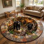 Rustic Guardian (Design 7) Round Mat Rug - washable non-slip printed rug