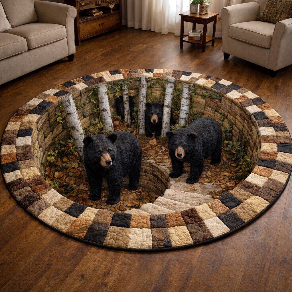 Rustic Guardian (Design 4) Round Mat Rug - washable non-slip printed rug