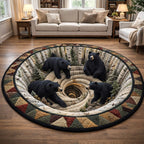 Rustic Guardian (Design 16) Round Mat Rug - washable non-slip printed rug