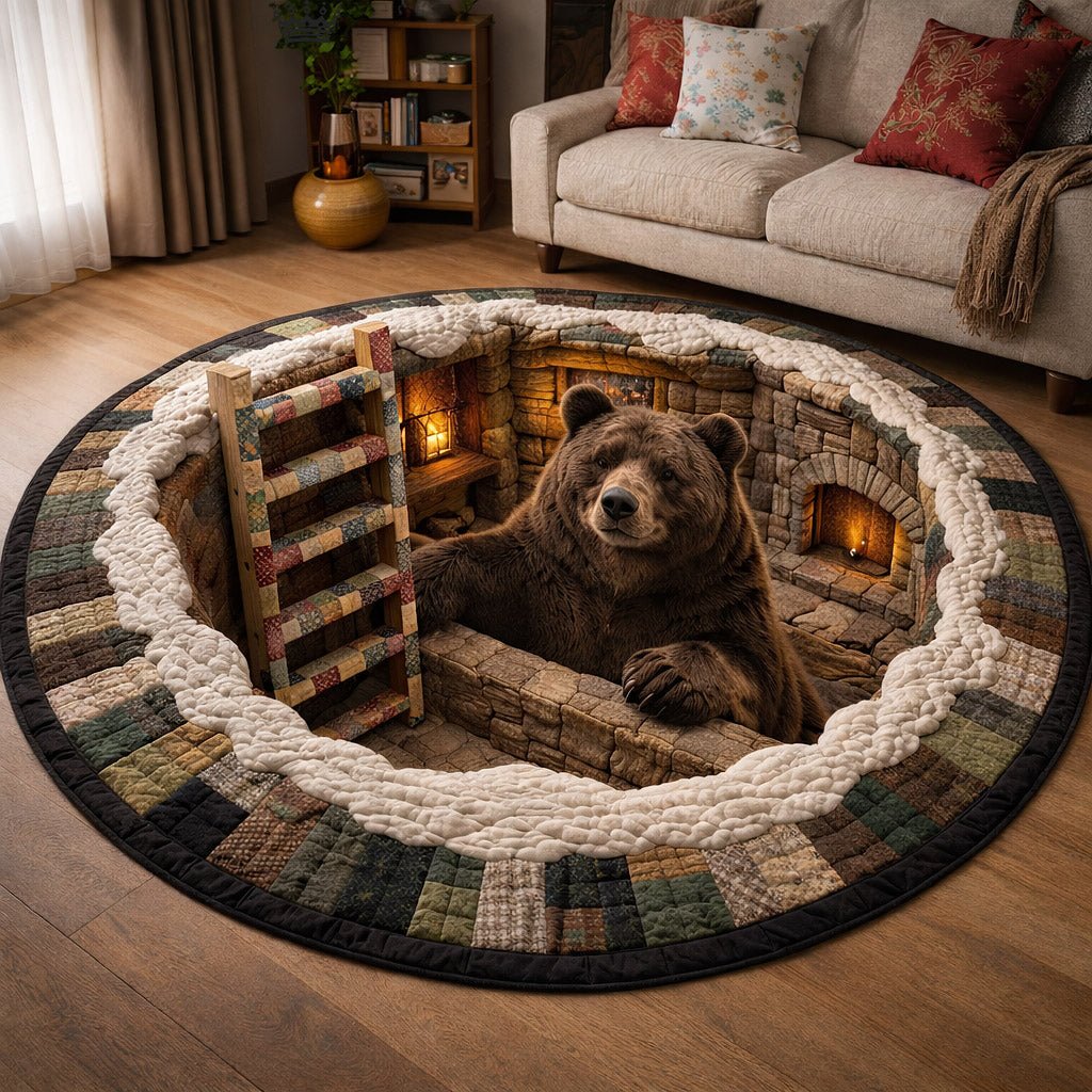 Rustic Guardian (Design 11) Round Mat Rug - washable non-slip printed rug