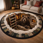 Rustic Guardian (Design 11) Round Mat Rug - washable non-slip printed rug