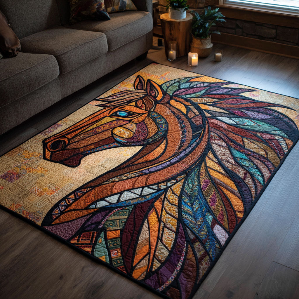 Rustic Harmony area rug in a living room