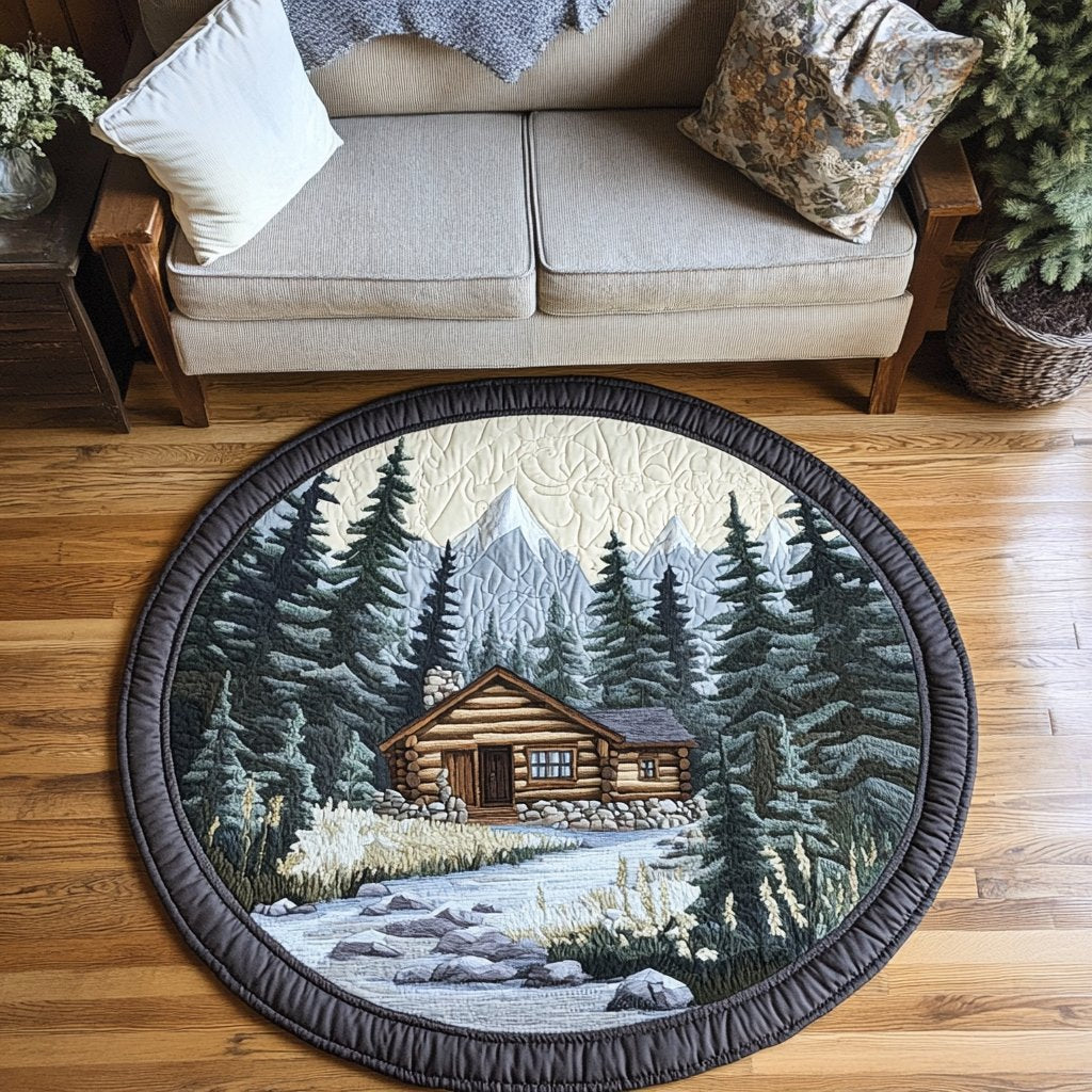 Rustic Haven Round Mat Rug - washable non-slip printed rug