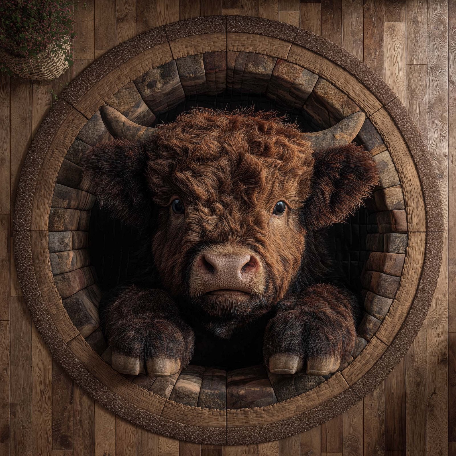 Rustic Homestead Round Mat Rug - Nature Design | Serene Home Decor