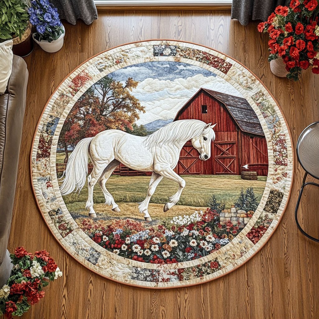 Rustic Hoofbeats Round Mat Rug - washable non-slip printed rug