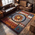 Rustic Horizon Star area rug in a living room