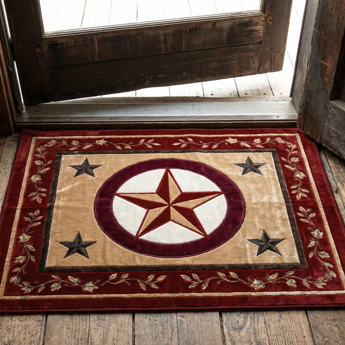 Rustic Lone Star Doormat - Nature Design | Printed Welcome Doormat