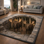 Rustic Moose area rug in a living room