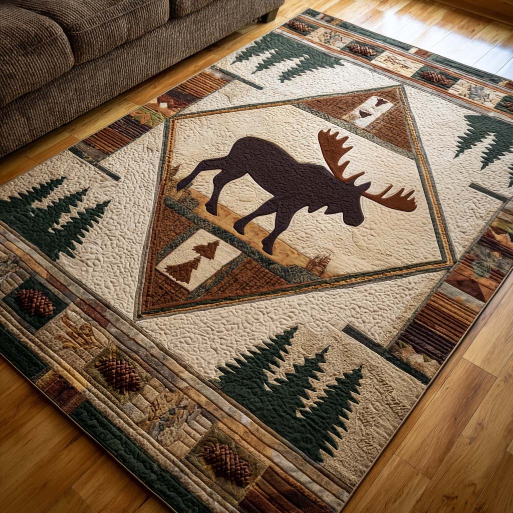 Rustic Moose area rug in a living room