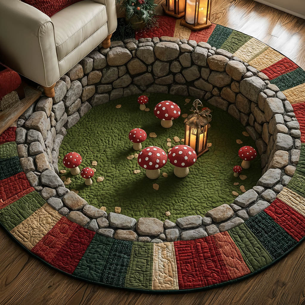 Rustic Mushroom Round Mat Rug