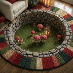 Rustic Mushroom Round Mat Rug