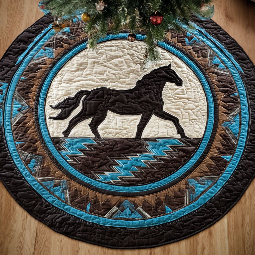 Rustic Mustang Round Round Mat Rug - washable non-slip printed rug
