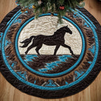 Rustic Mustang Round Round Mat Rug - washable non-slip printed rug