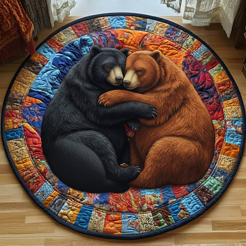 Rustic Paw Round Mat Rug - washable non-slip printed rug