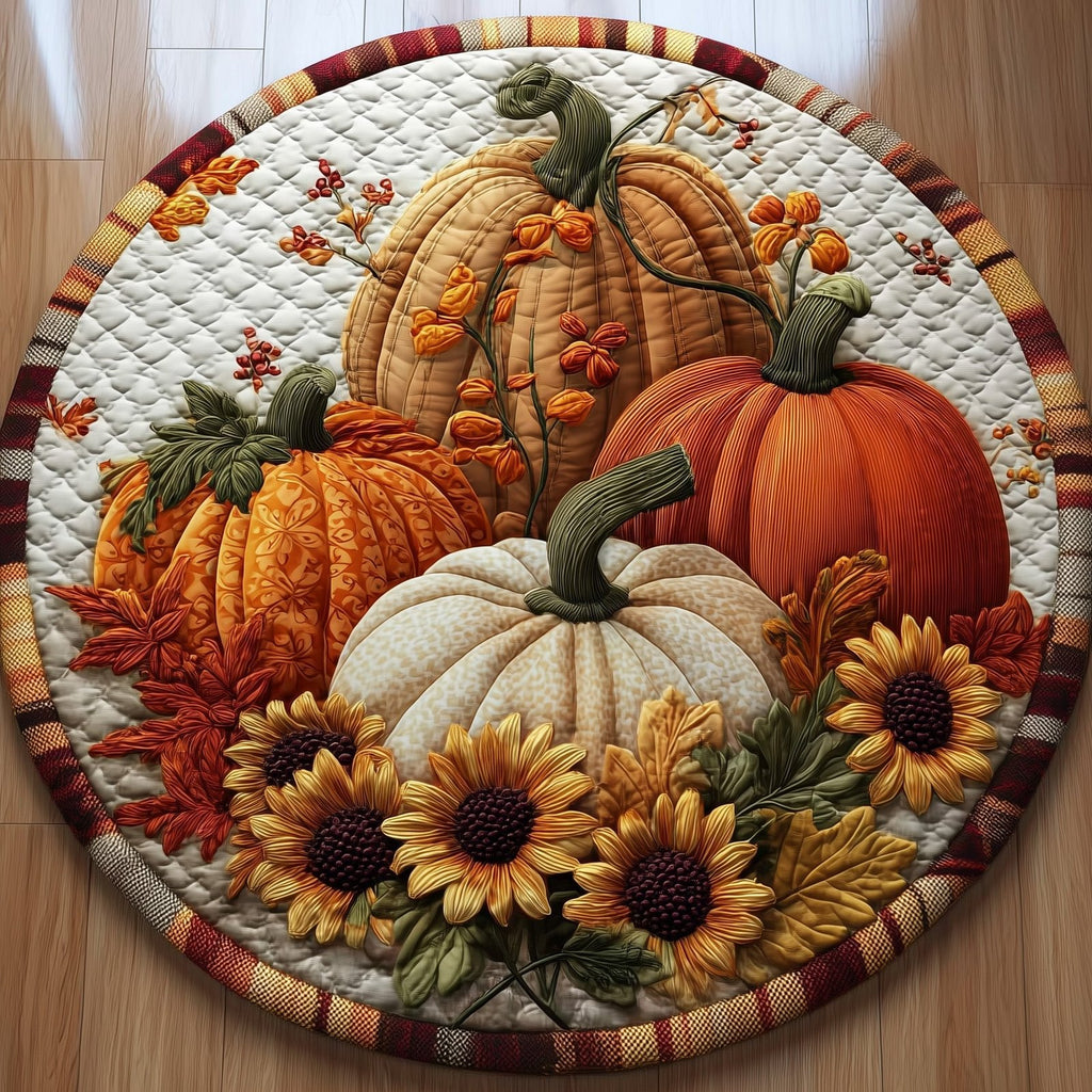 Rustic Pumpkin Round Mat Rug - Nature Design | Serene Home Decor