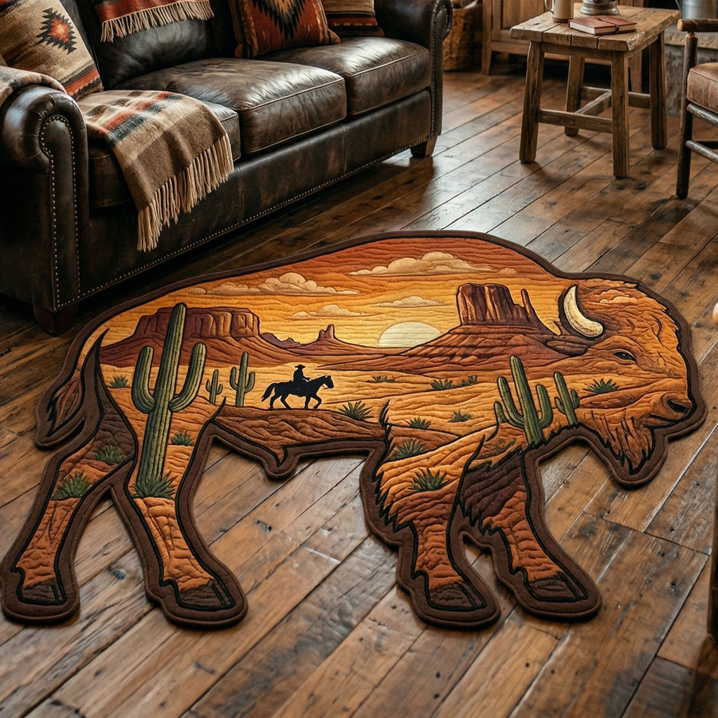 Rustic Range Custom Shape Area Rug - Farmhouse Design | Die-Cut Non-Slip Rug - washable non-slip printed rug