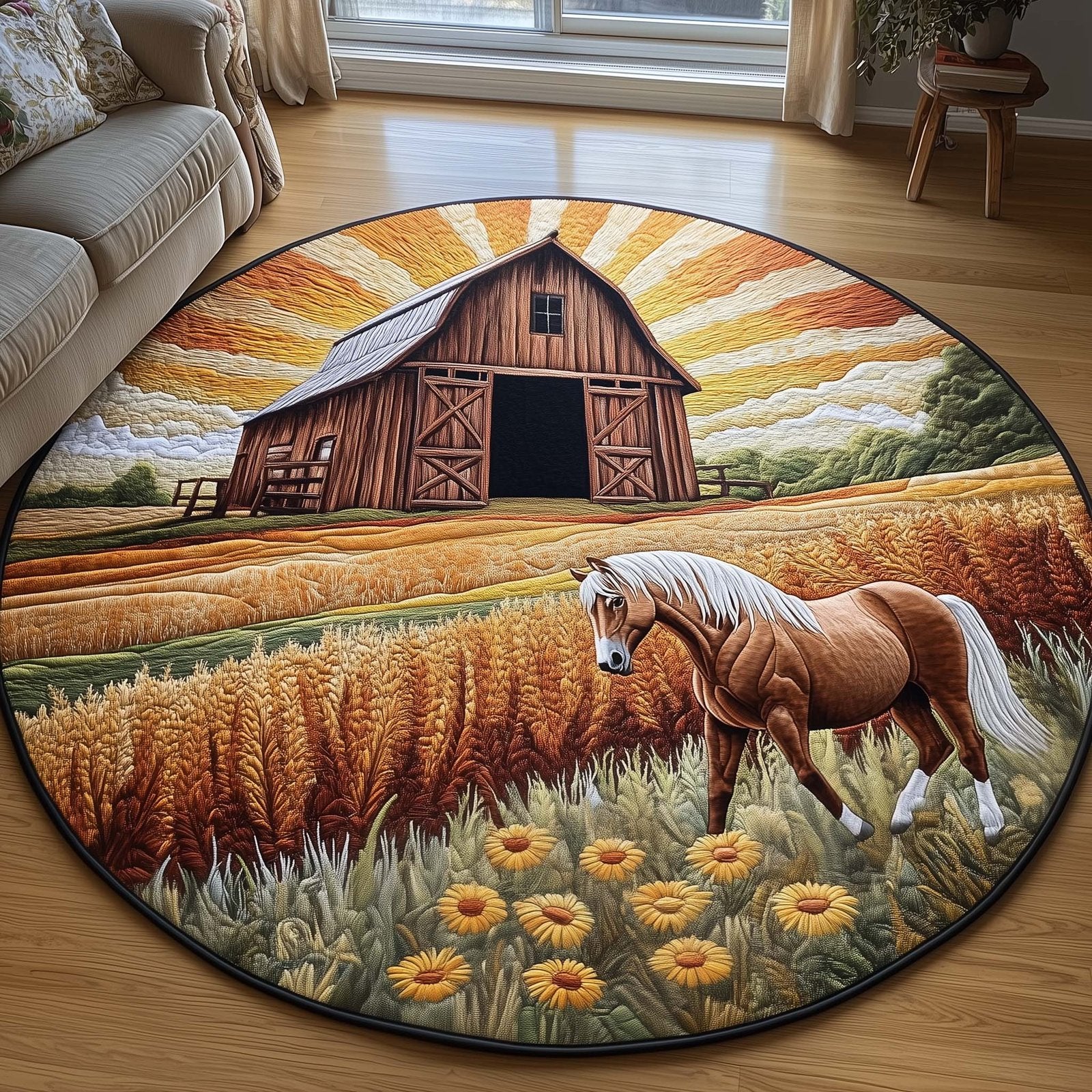 Rustic Serenity Round Mat Rug - Nature Design | Serene Home Decor