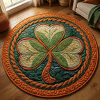 Rustic Shamrock Round Mat Rug - washable non-slip printed rug