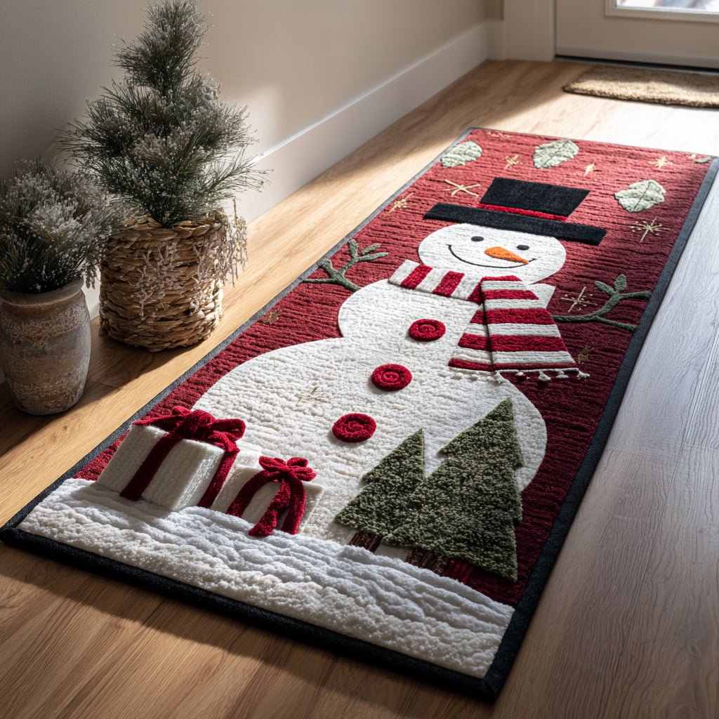 Rustic Snowman Runner Carpet Runner Rug - Cute Pet Design | Animal Printed Runner Rug
