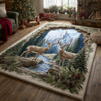 Rustic Stag area rug in a living room