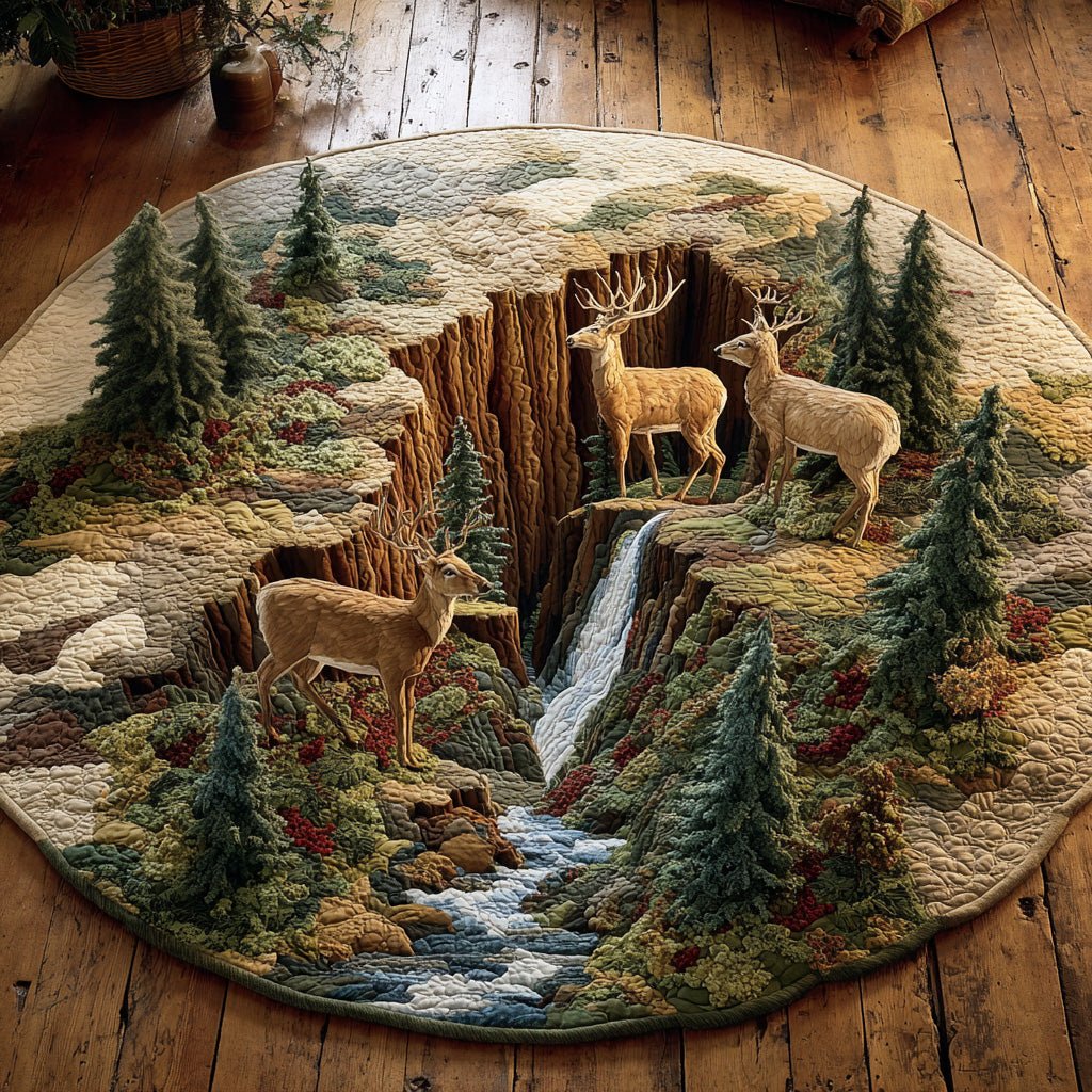 Rustic Stag Round Mat Rug - Nature Design | Serene Home Decor