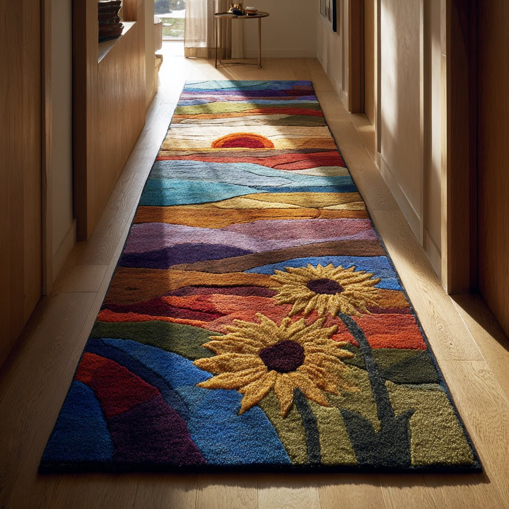 Rustic Sunflower Field Runner Carpet Runner Rug - Cute Pet Design | Animal Printed Runner Rug